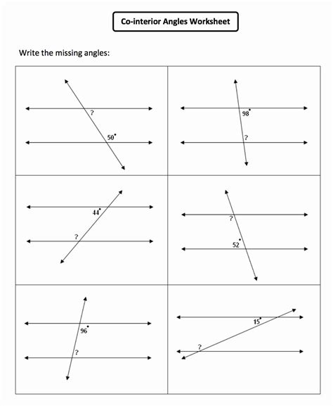 Angles In A Straight Line Worksheet