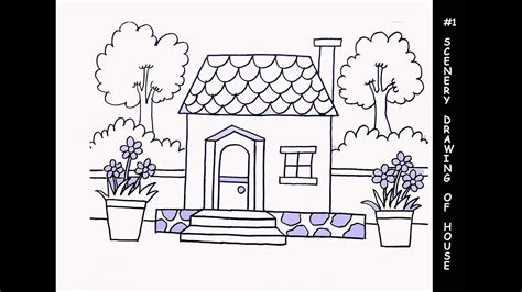 [PART 1] SCENERY DRAWING HOUSE FOR KIDS | HOW TO DRAW HOUSE SCENERY SKET...