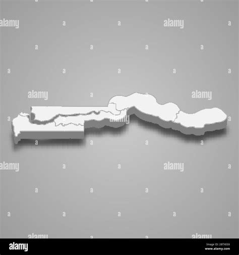 3d map of Gambia with borders of regions Stock Vector Image & Art - Alamy