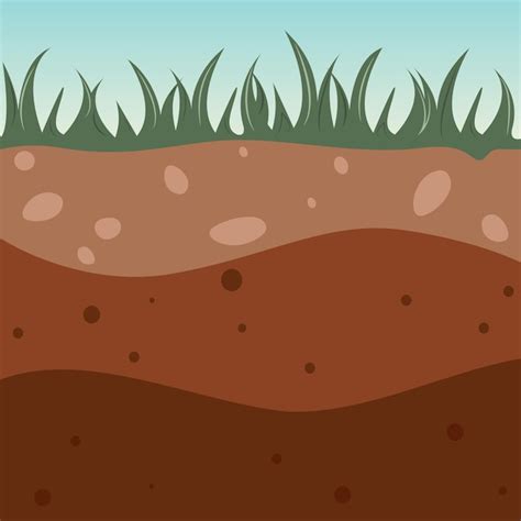 Premium Vector | Cartoon vector illustration of a soil horizon and grass