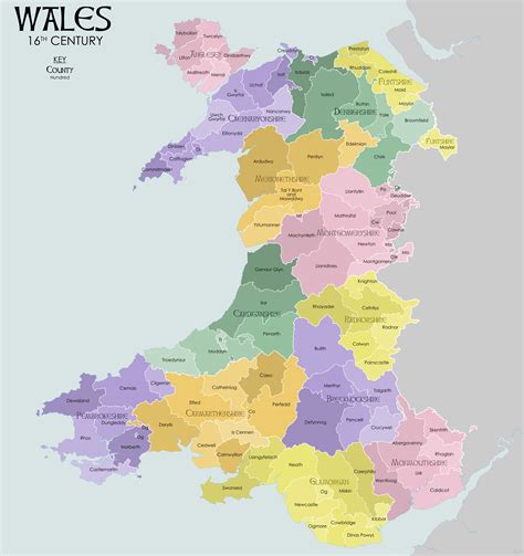 Counties & Hundreds of Wales in the 16th century | Wales england, Wales ...