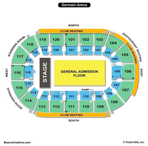 Germain Arena Seating Chart For Concerts | Elcho Table