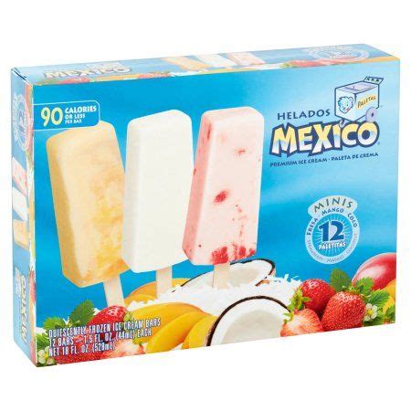 Helados Mexico Mini Premium Ice Cream Bars, Variety Pack, Gluten-Free, 12 Cream Paletas ...