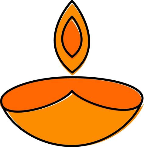 Isolated Burning Diya Oil lamp In Orange Color. 24684021 Vector Art at ...