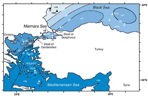 Location map of the Black Sea and Marmara Sea showing the Strait of ...