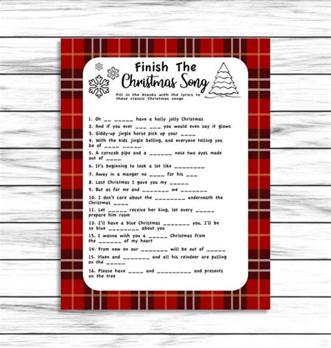 Finish the Song Christmas Game Christmas Songs Christmas - Etsy