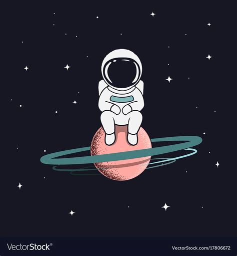 Astronaut sits on saturn Royalty Free Vector Image , #AD, #saturn, #sits, #Astronaut, #Royalty # ...