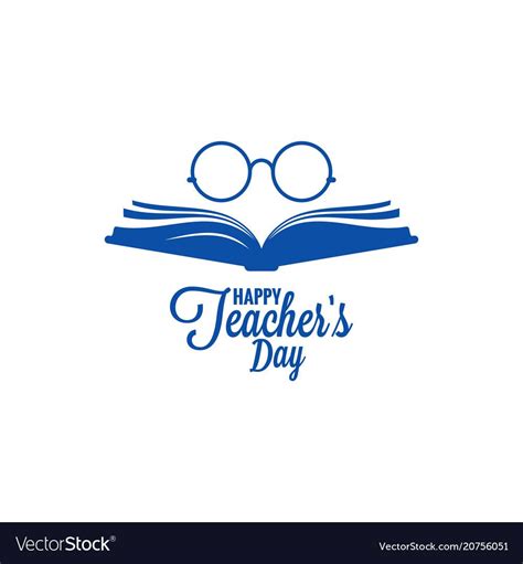 Teachers day logo glasses and book icon on white Vector Image ...