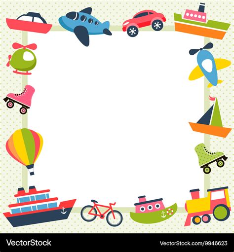 Frame with colorful transport icons Royalty Free Vector