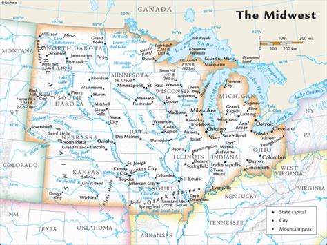 US Midwest Regional Wall Map by GeoNova - MapSales