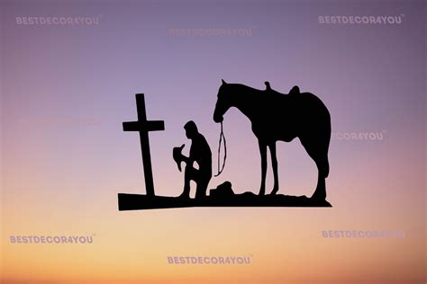 Cowboy Praying at Cross Vinyl Decal Cowboy with Horse | Etsy