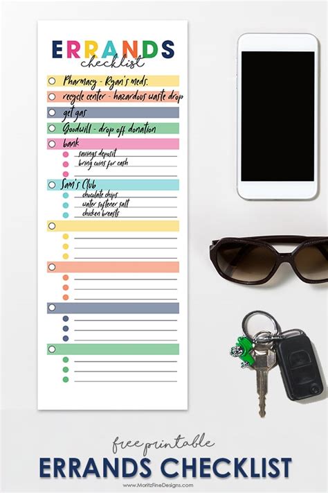 Errands Checklist Printable | Free Template Download