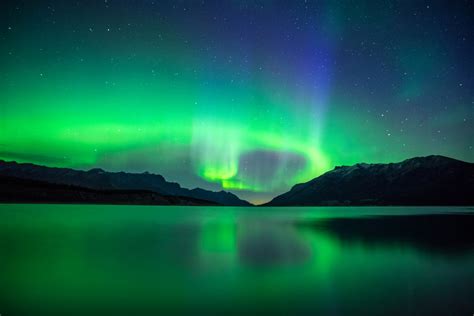 landscape, Nebula, Reflection, Mountains, Night, Lake, Alberta, Canada Wallpapers HD / Desktop ...