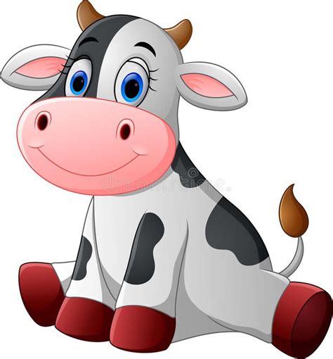 Cute baby cow cartoon sitting vector illustration | Animated cow, Baby ...