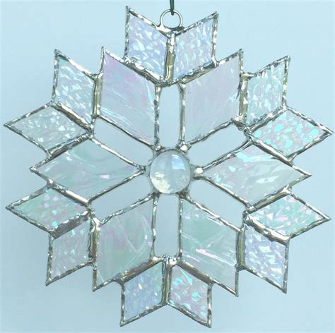 stained glass snowflake suncatcher design 5C