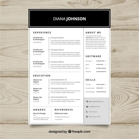 Black and white resume template | Free Vector