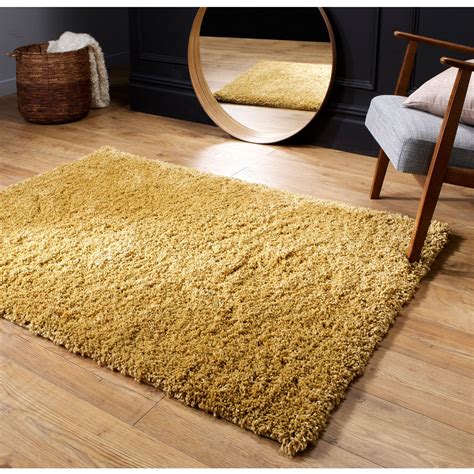 Serene Gold Shaggy Rug | Modern Rugs