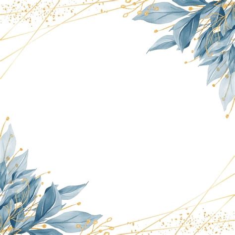 Elegant Blue Leaves Hd Transparent, Elegant Blue Leaves Border With And ...