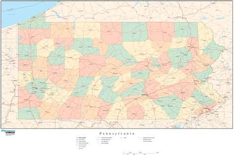 Pennsylvania Wall Map With Counties By Map Resources Mapsales | Porn ...