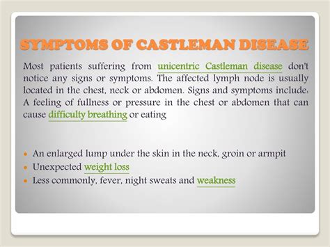 PPT - Castleman Disease : Symptoms, causes, diagnosis and treatment PowerPoint Presentation - ID ...