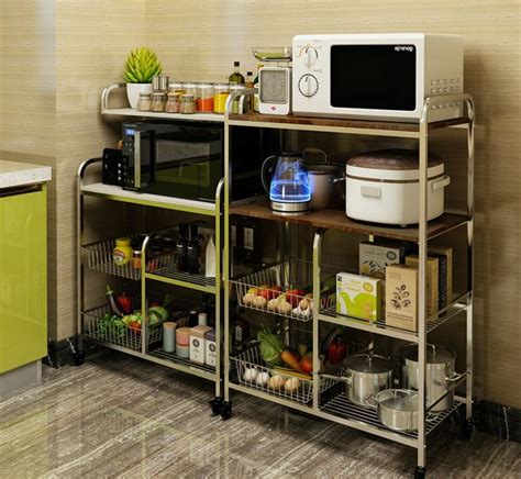 Flexible Wire Rack With Wheels , High Load Stainless Steel Kitchen Rack Shelf