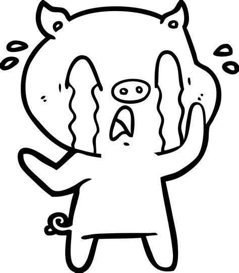 crying pig cartoon 12400519 Vector Art at Vecteezy