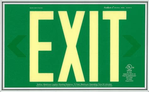 EverGlow NA, Inc. - Exit Signs: Green Exit Sign, 1-Side, Standard ...