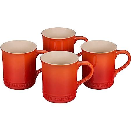 Amazon.com: Le Creuset Stoneware Set of 4 Mugs, 14 oz. each, Flame ...