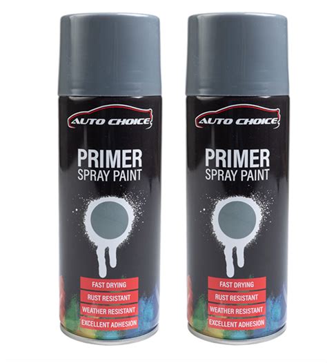 2 x GREY PRIMER SPRAY PAINT MULTI-PURPOSE CAR AEROSOL HIGH QUALITY ...