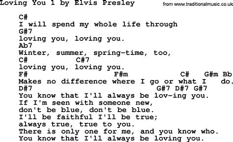 Loving You 1, by Elvis Presley - lyrics and chords