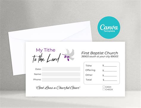 Church Tithe and Offering Envelope Template - Etsy