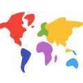 World Map Continents icon in Color Style