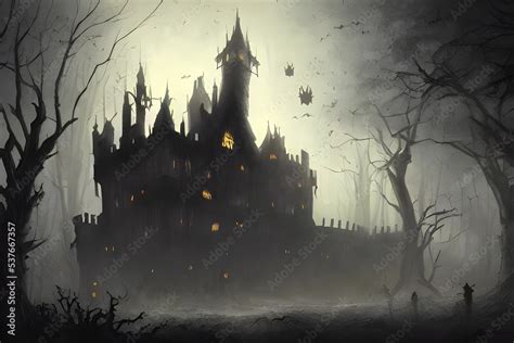 The Halloween scary castle is a big, dark, and spooky place. It has ...