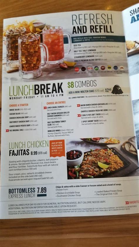 Menu at Chili's Grill & Bar, Sheridan, River Point Pkwy