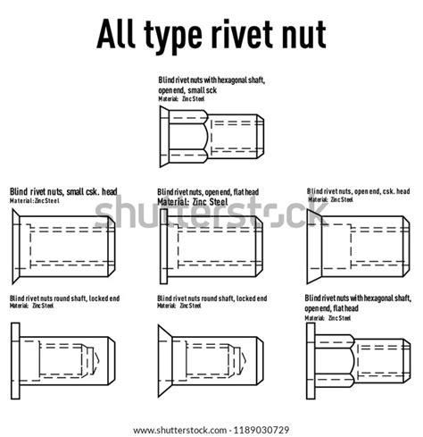 All Type Rivet Nuts Stock Vector (Royalty Free) 1189030729