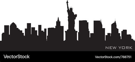 New york skyline detailed silhouette Royalty Free Vector