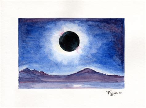 Solar Eclipse Original Watercolor – Space Art By Christopher Doll