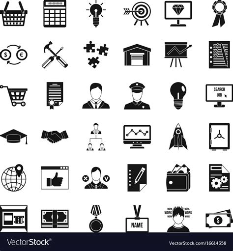 Business career icons set simple style Royalty Free Vector