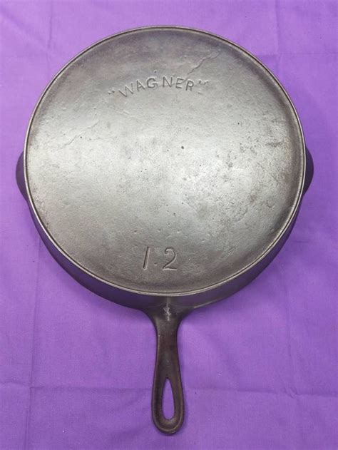 Rare "WAGNER" #12 Cast Iron Skillet with Heat Ring Smooth Clean Sits Flat 1800s 1st Series Ready ...