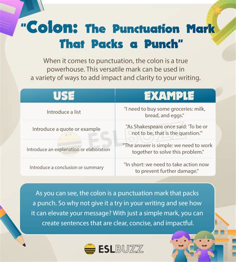 Colon: Definition and Usage Examples - ESLBUZZ