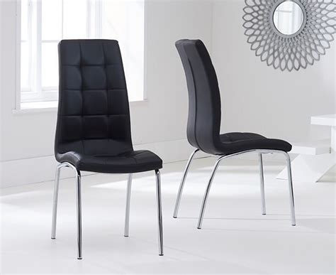 Modern black faux leather dining chairs - Pair - Homegenies