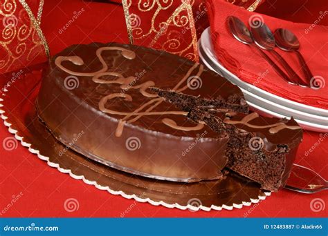 Sacher Torte Chocolate Cake Stock Image - Image of dessert, spoon: 12483887