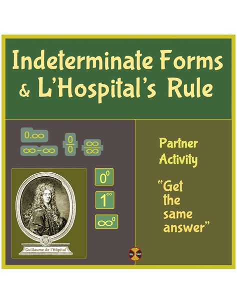 Indeterminate Forms & L'Hopital's Rule - Partner Activity (solutions ...