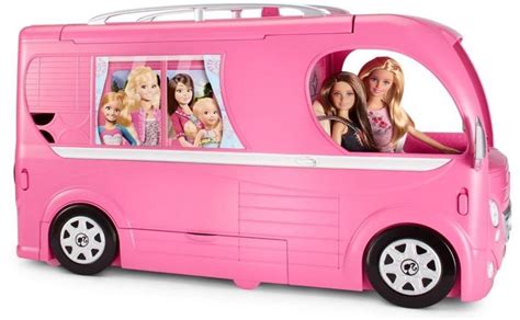 Barbie Pop Up Camper Van Play Set Vehicle Pink Pool Slide RV Toys Kids ...