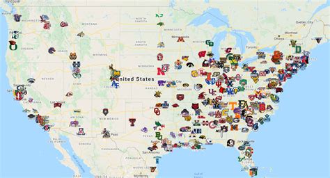 Map of NCAA Division 1 Schools - Sport League Maps