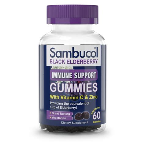 Sambucol Black Elderberry Gummies, 60 Count - Walmart.com - Walmart.com