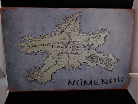 SILMARILLION - TOLKIEN middle earth map Numenor Map metal tin sign MINT ...