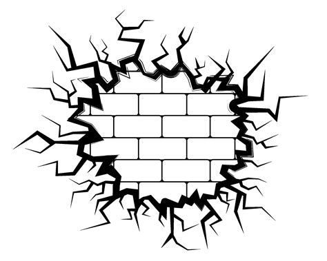 Cracked Wall Svg / Broken Brick Wall / Brick Wall Svg / Cracked Brick ...