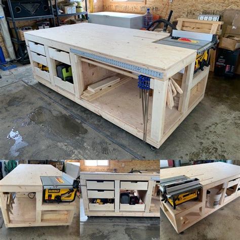 My first workbench with built in table saw and 10 drawers! : r ...