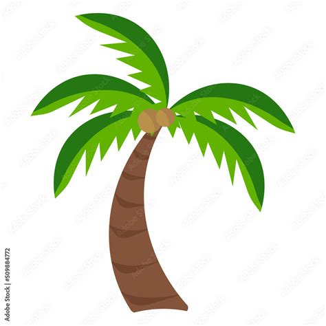 Cartoon palm tree on white background with coconuts logo summer ...